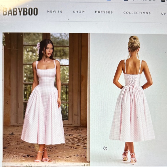 babyboo Dresses & Skirts - Elegant Pink Gingham Women's Casual Dress